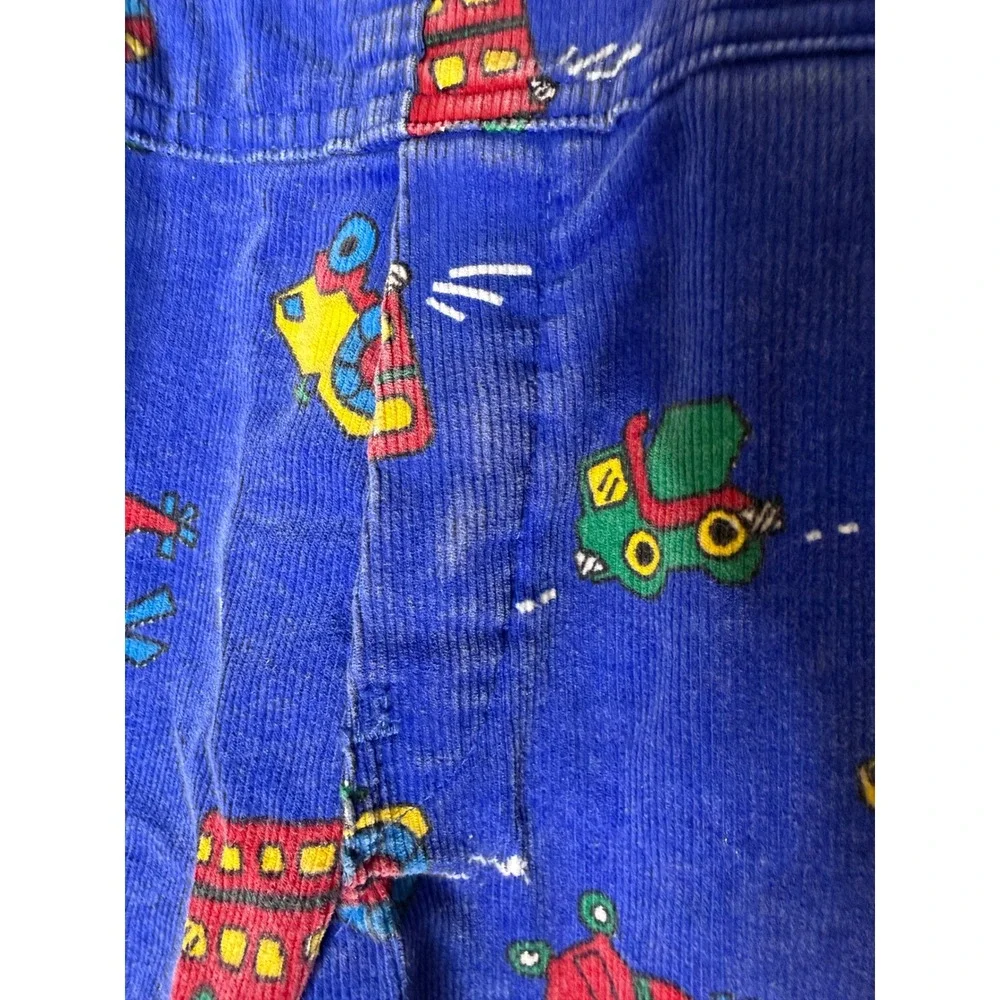 VTG Oshkosh Overalls Corduroy Trains‎ All Over Print Vestbak Sz 4t USA Blue